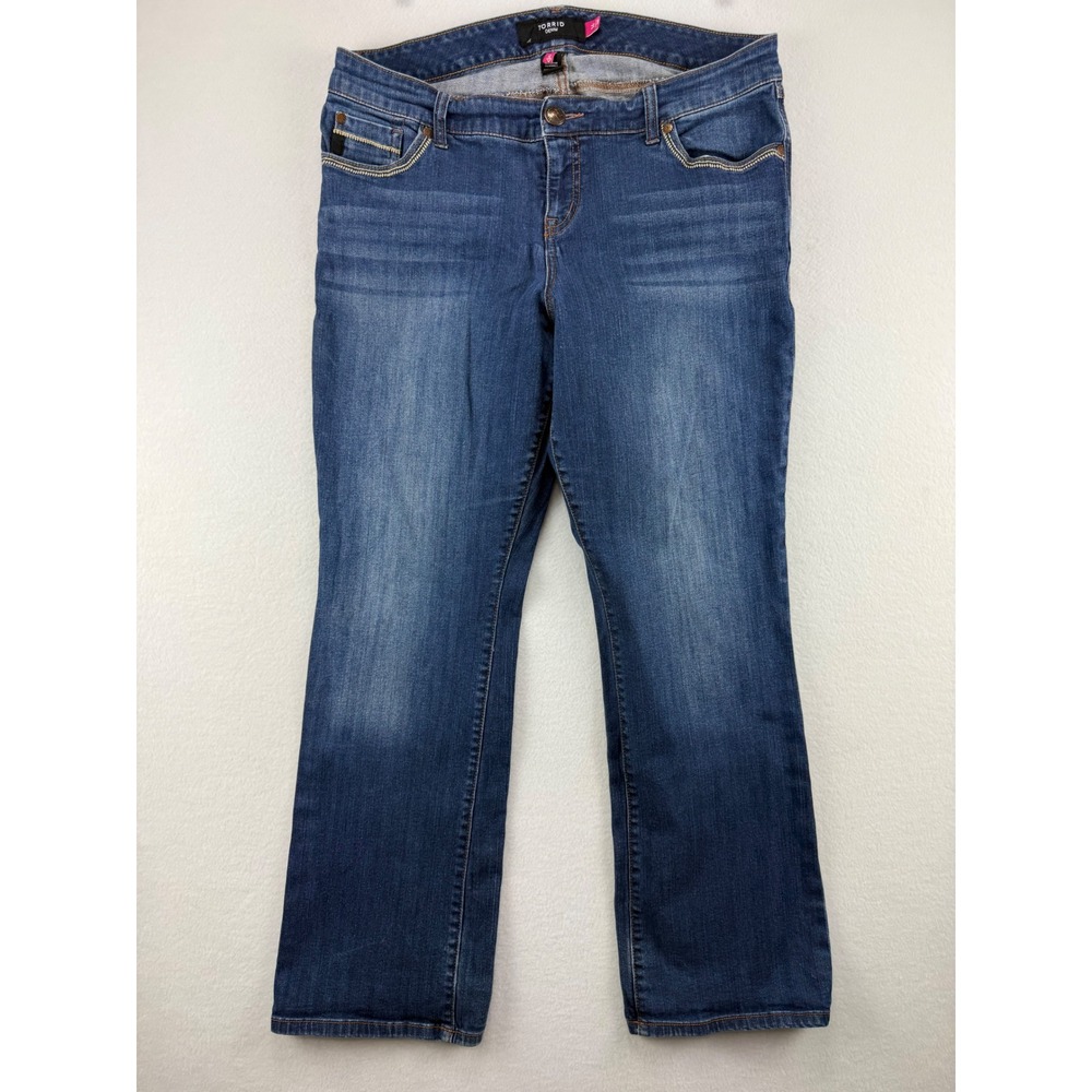 Torrid Denim Jeans Womens 16 Medium Wash Bootcut Embroidered Pockets Stretch